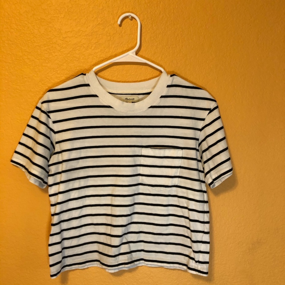 Black and White Striped Crop Top